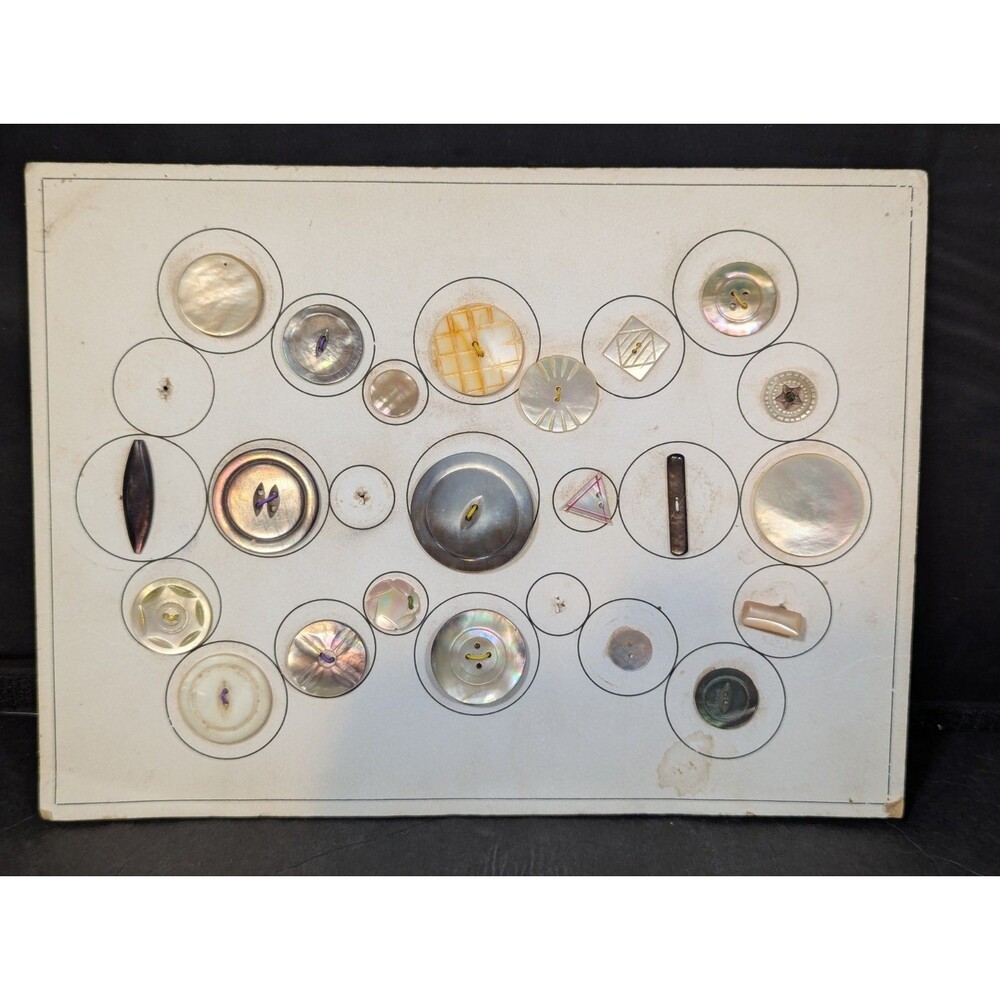 Vintage Button Sample Card Sewing Tailor Display Collectible Assorted Buttons